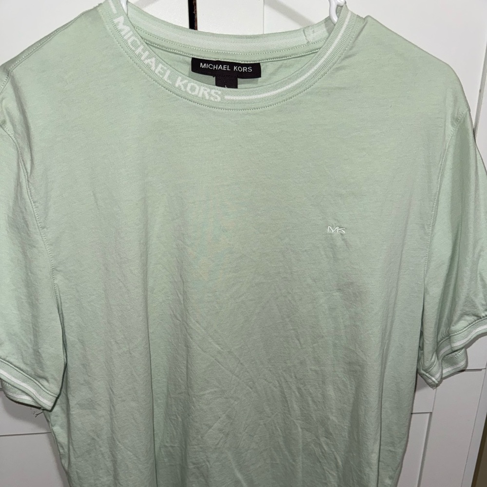 Men’s large mint green Michael kors tshirt with Michael kors logo on collar